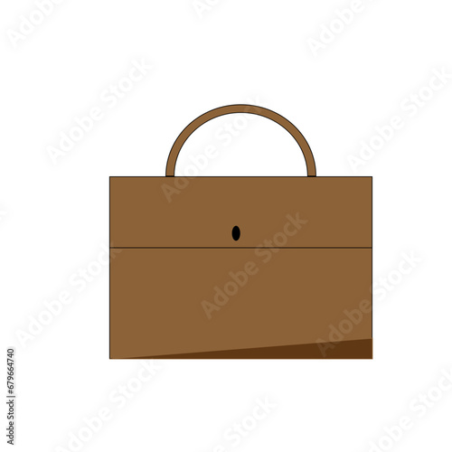 brown briefcase on a white background, bag,