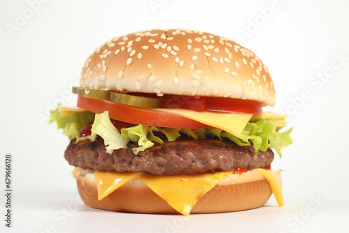 burger on white background © Kritchanok