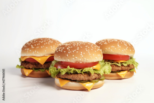 burgers on white background