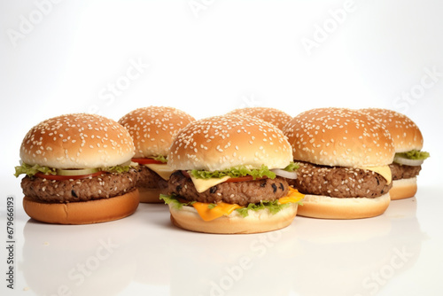  burgers on white background