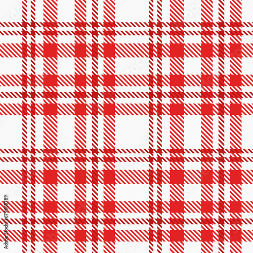 White Red Tartan Plaid Pattern Seamless. Checkered fabric texture for flannel shirt, skirt, blanket
