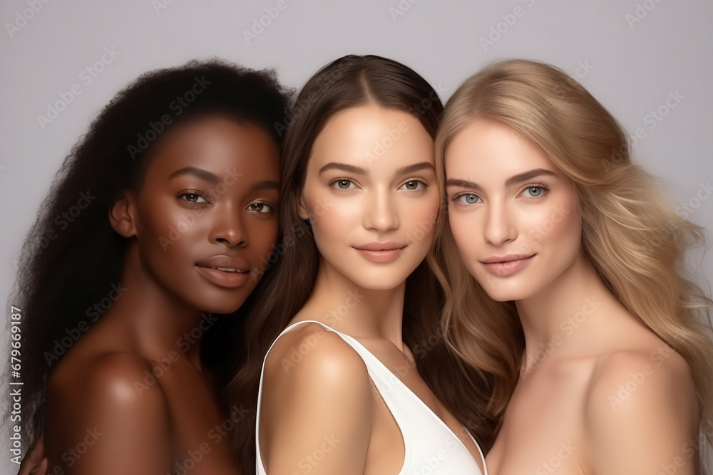 © Adin - Multiethnic portrait of beautiful young women of different ages in studio. Concept beauty skin care