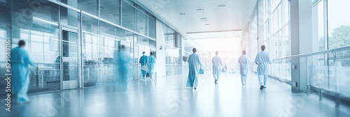 Blurred interior of hospital with doctors