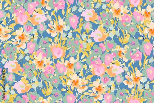 Cute feminine watercolor seamless pattern with wildflowers.hand drawn  not AI
