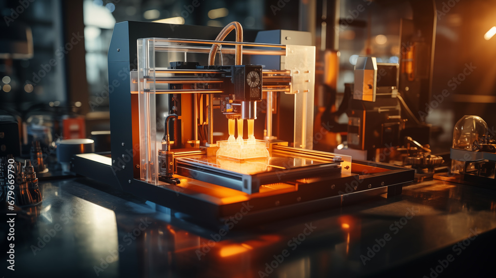 3D printer in operation. modern technology concept 3D printer in operation. modern technology concept