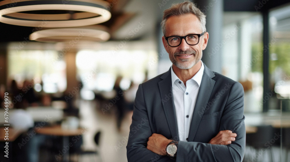 Portrait of handsome middle - aged businessman in eyeglasses. Portrait of handsome middle - aged businessman in eyeglasses.