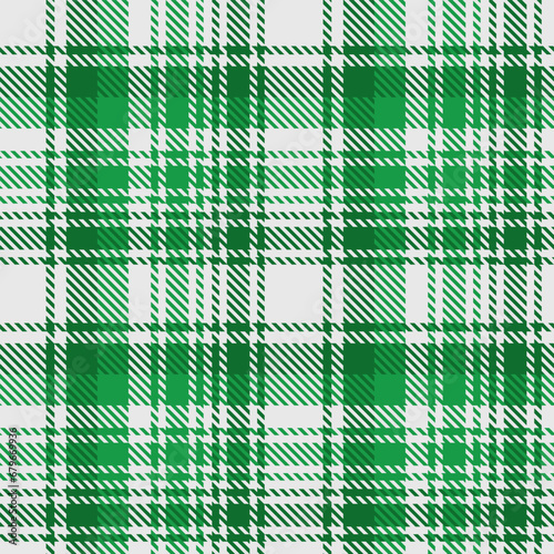 White Green Tartan Plaid Pattern Seamless. Checkered fabric texture for flannel shirt, skirt, blanket 