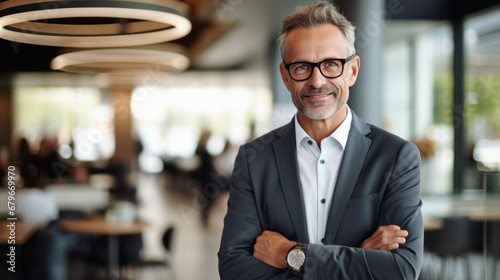 Portrait of handsome middle - aged businessman in eyeglasses.