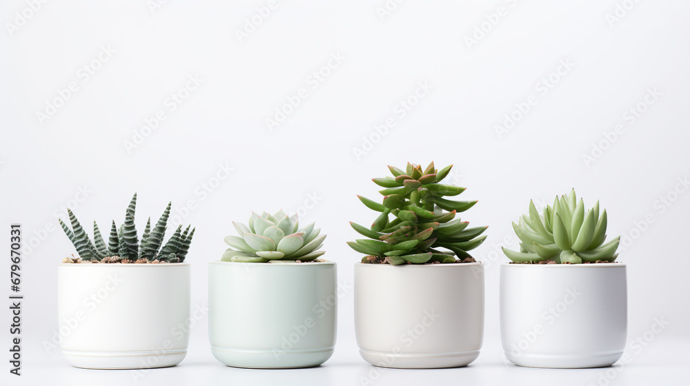Cactus and plants white background