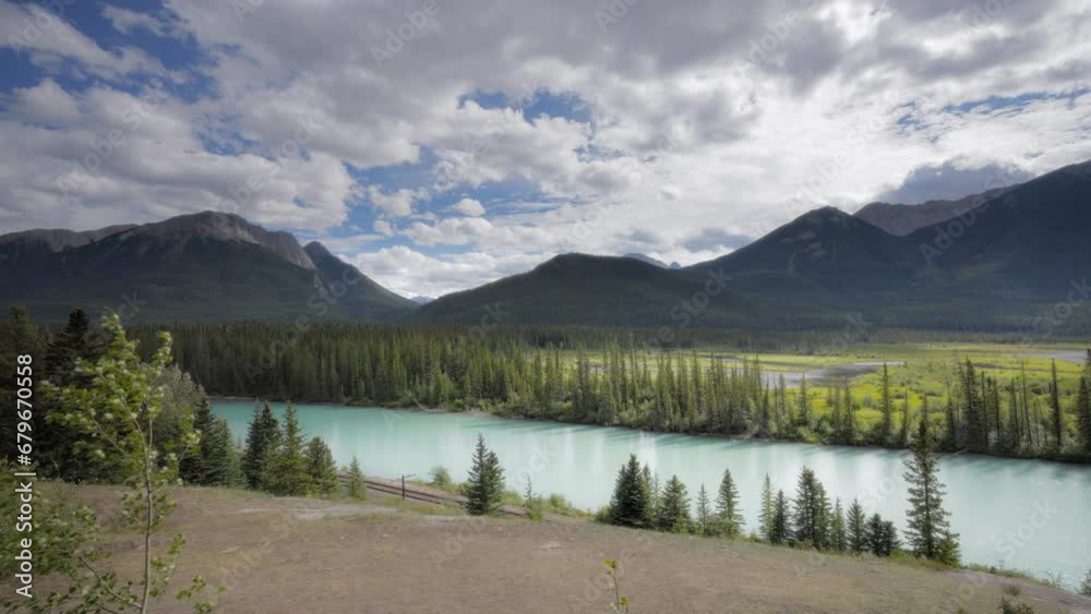 Clouds moving over Bow River Valley in Banff National Park, Canada. Clouds moving over Bow River Valley in Banff National Park, Canada.