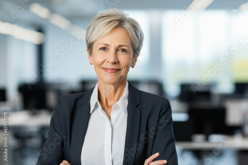 Portrait of confident older business woman in modern office.