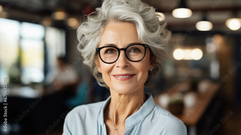 Portrait of senior woman in cafe. Portrait of senior woman in cafe.