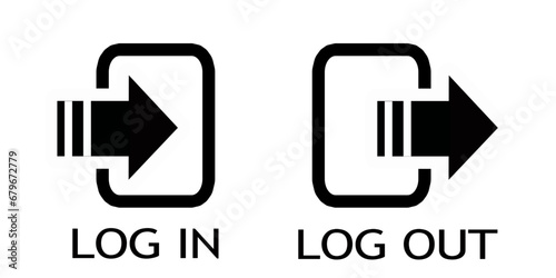 Log in and log out button, sign in and sign out icon. Vector icons.
