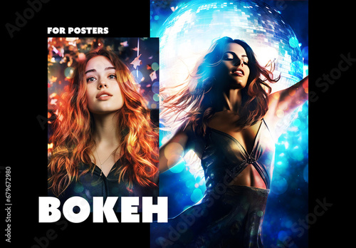 Bokeh Poster Photo Overlays Effect Mockup With Generative AI