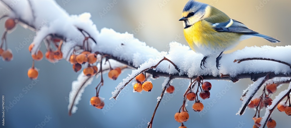 The Majestic Bird Perched on a Branch, Adorned with Luscious Berries Created With Generative AI Technology The Majestic Bird Perched on a Branch, Adorned with Luscious Berries Created With Generative AI Technology