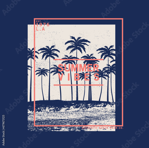 t-shirt print design with palm silhouette