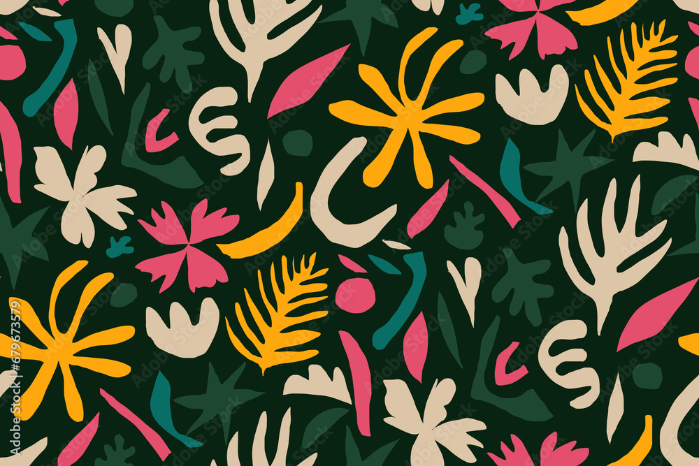 Minimalist abstract floral print. Modern trendy seamless pattern. - obrazy, fototapety, plakaty 