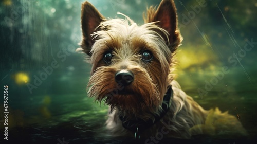 Yorkshire Terrier style detailed atmo dog animal painting wallpaper image AI generated image art