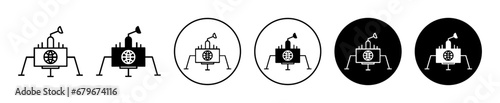 Moon lander icon set. space mars rover vector symbol in black filled and outlined style. photo