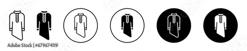 Kurta icon set. indian women kurti vector symbol in black filled and outlined style. photo