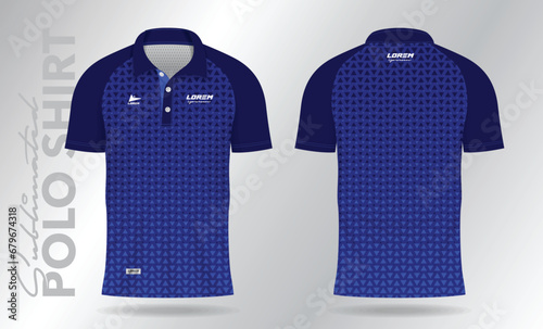 blue polo jersey mockup template design for soccer, football, badminton, tennis, or sport uniform