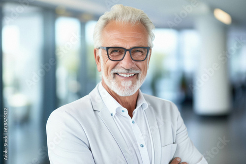 Smiling middle aged man with eyeglasses.