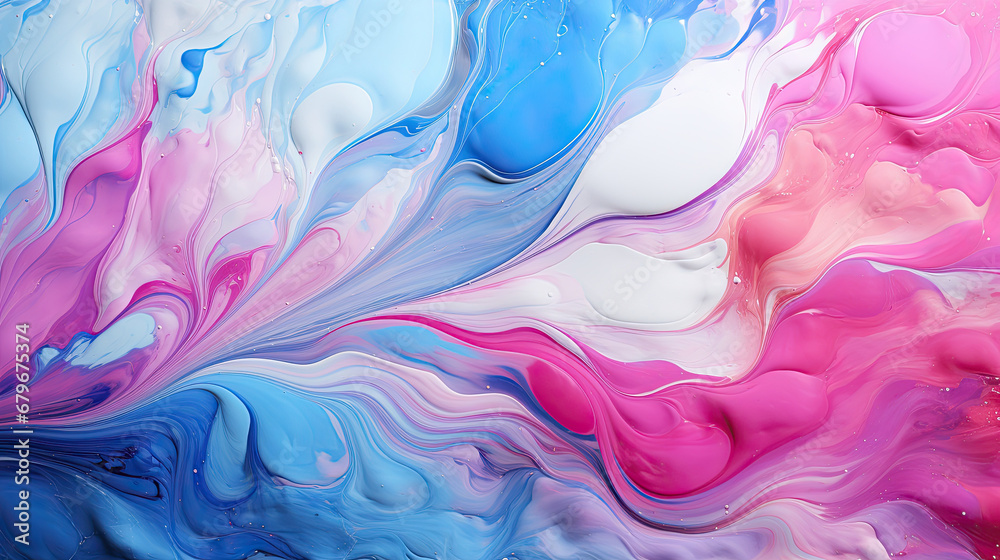 Abstract blue pink paint background. Acrylic texture with marble pattern, Pink blue color with liquid fluid marbled paper texture banner painting texture.Natural Luxury. Style incorporates the swirls 