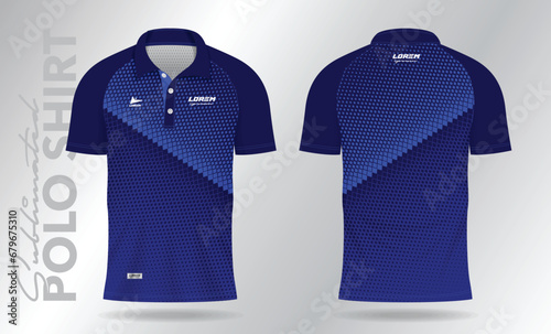 blue polo jersey mockup template design for soccer, football, badminton, tennis, or sport uniform