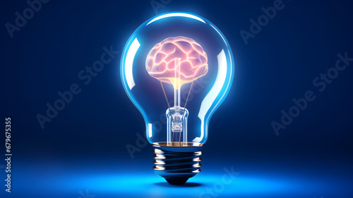 Creative idea concept with light bulb and brain