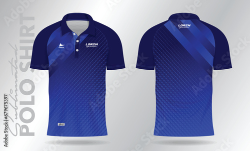 blue polo jersey mockup template design for soccer, football, badminton, tennis, or sport uniform