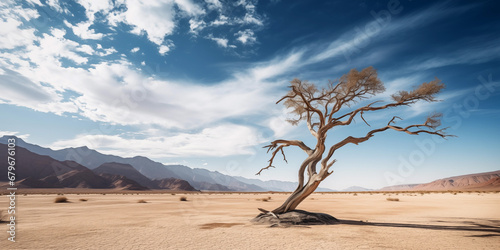 Amazing landscape of a dry tree in the desert