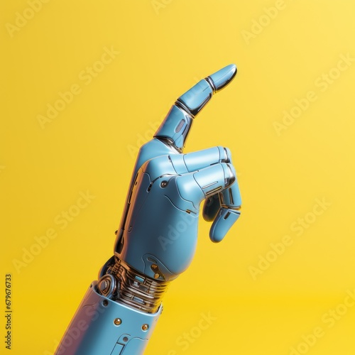 Blue Robot Hand Directs the Way Forward