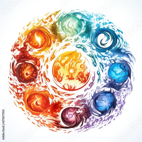 Pokemon Elements in a Circular Design on White Background - A Captivating Visual Treat!