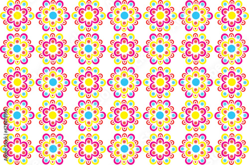 abstract geometric seamless pattern with floral, vector illustration