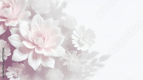 Pale pink dahlia flower bouquet background with copy space; for display or greeting cards