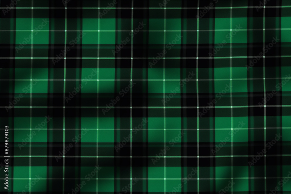 St. Patrick's Day tartan plaid. Scottish pattern in green and black cage. Scottish cage.