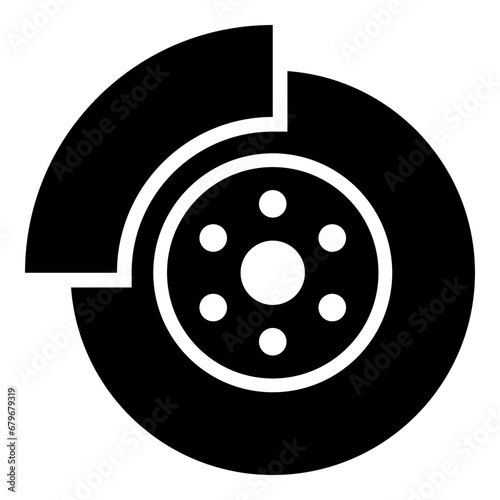 Car brake disk part gear system icon black color vector illustration image flat style photo