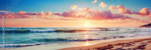 beautiful sunrise in the sea at the wild beach - retro, vintage style look © Muhammad