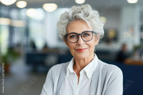 Portrait of senior woman with glasses.