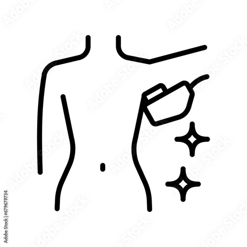 Laser hair removal line icon. Armpit laser hair removal. Clean armpits icon. Outline clean armpits vector icon for web design isolated on white