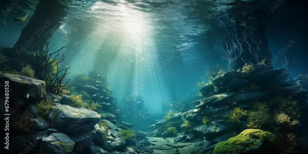 Amazing landscape of under water scenery