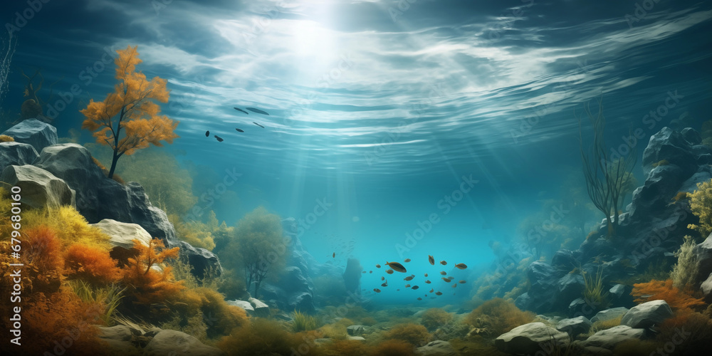 Fototapeta premium Amazing landscape of under water scenery