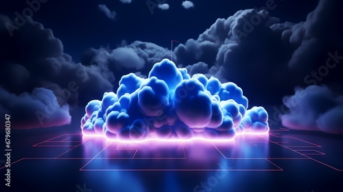3d render abstract background with cloud and neon light