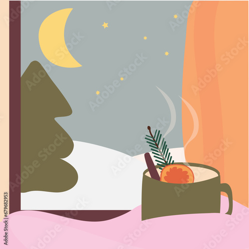 Christmas drink in window sill