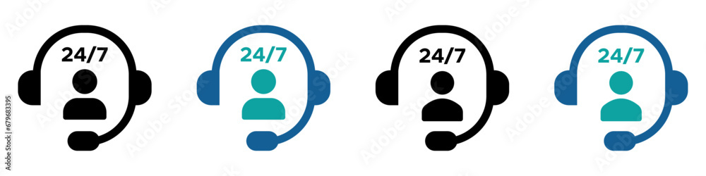twenty four seven service vector icons. Headphone and people icon with text twenty four seven vector signs twenty four seven service vector icons. Headphone and people icon with text twenty four seven vector signs