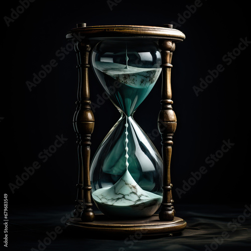 Time's echo: antique hourglass. Concept illustration on time running out