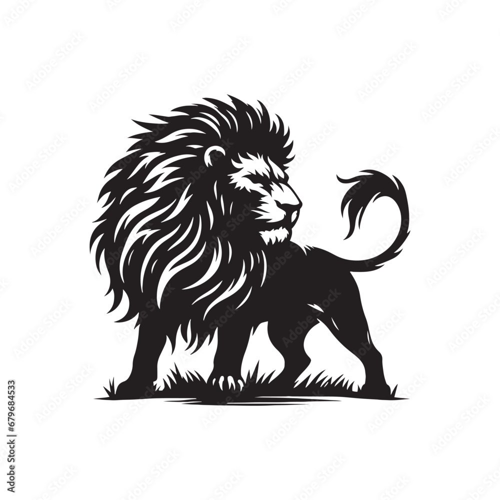Noble Silhouette: Lion Stands Tall and Strong
