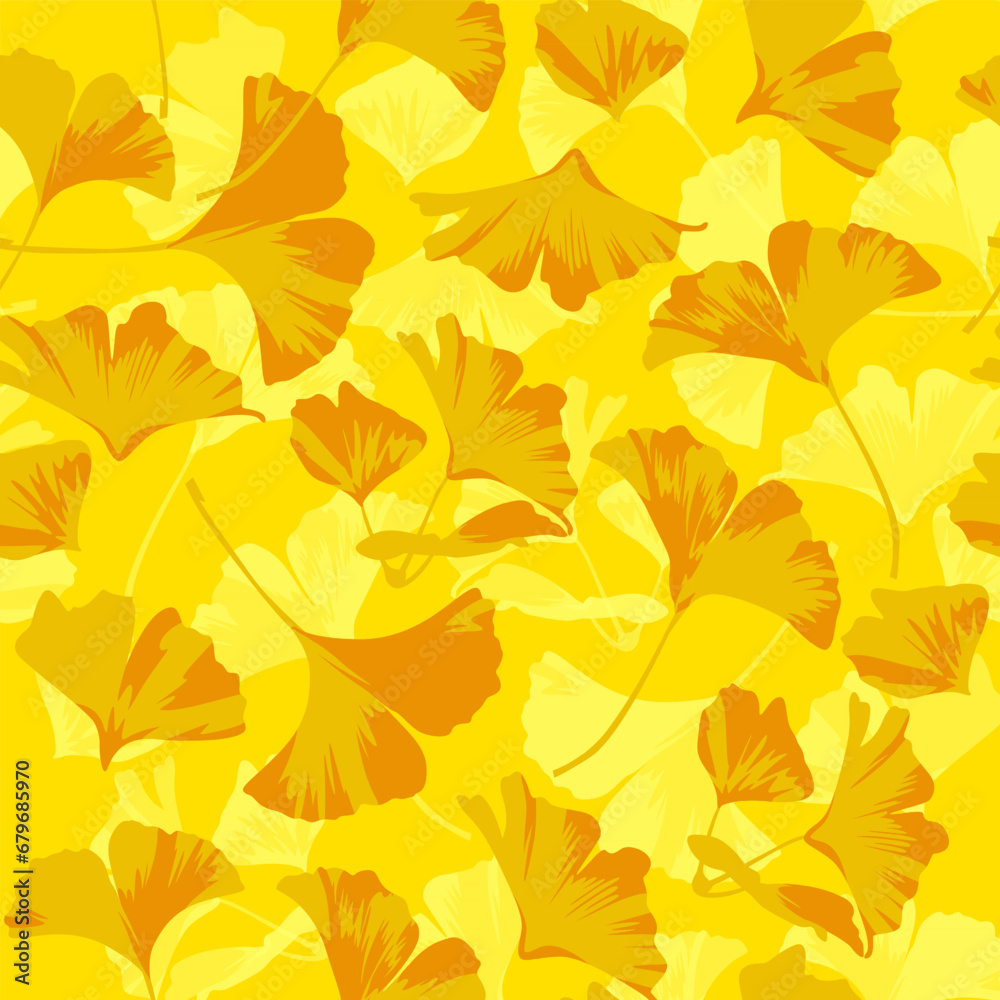 A seamless pattern of Golden Ginkgo leaves. vector illustration. A seamless pattern of Golden Ginkgo leaves. vector illustration.