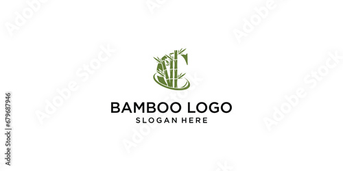 Creative bamboo logo design template with unique concept| premium vector