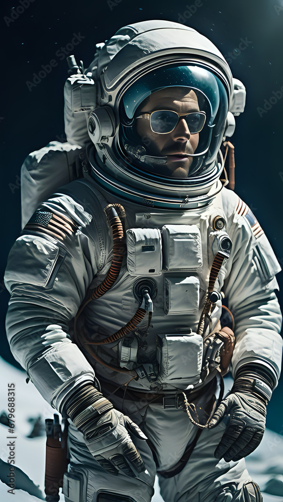 Fototapeta premium A man astronaut in the deep space